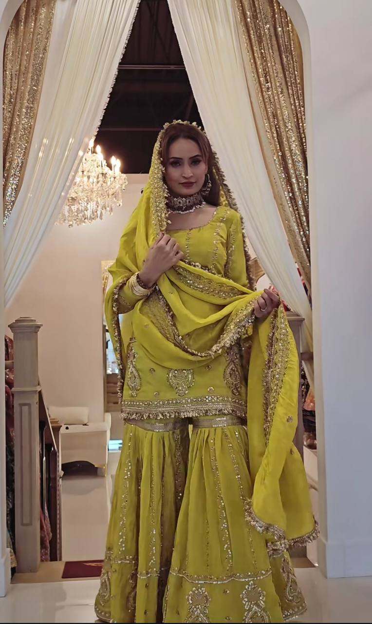 Afsana Powder Blue Bridal Sharara Set
