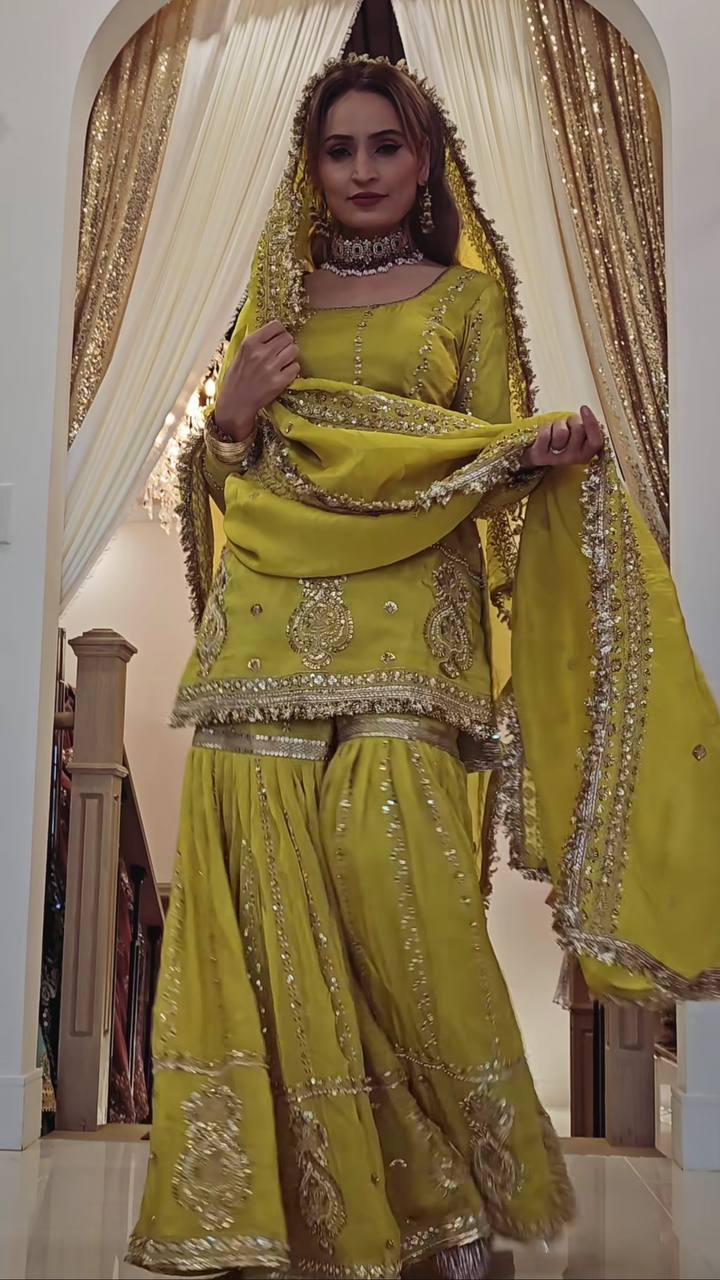 Afsana Powder Blue Bridal Sharara Set