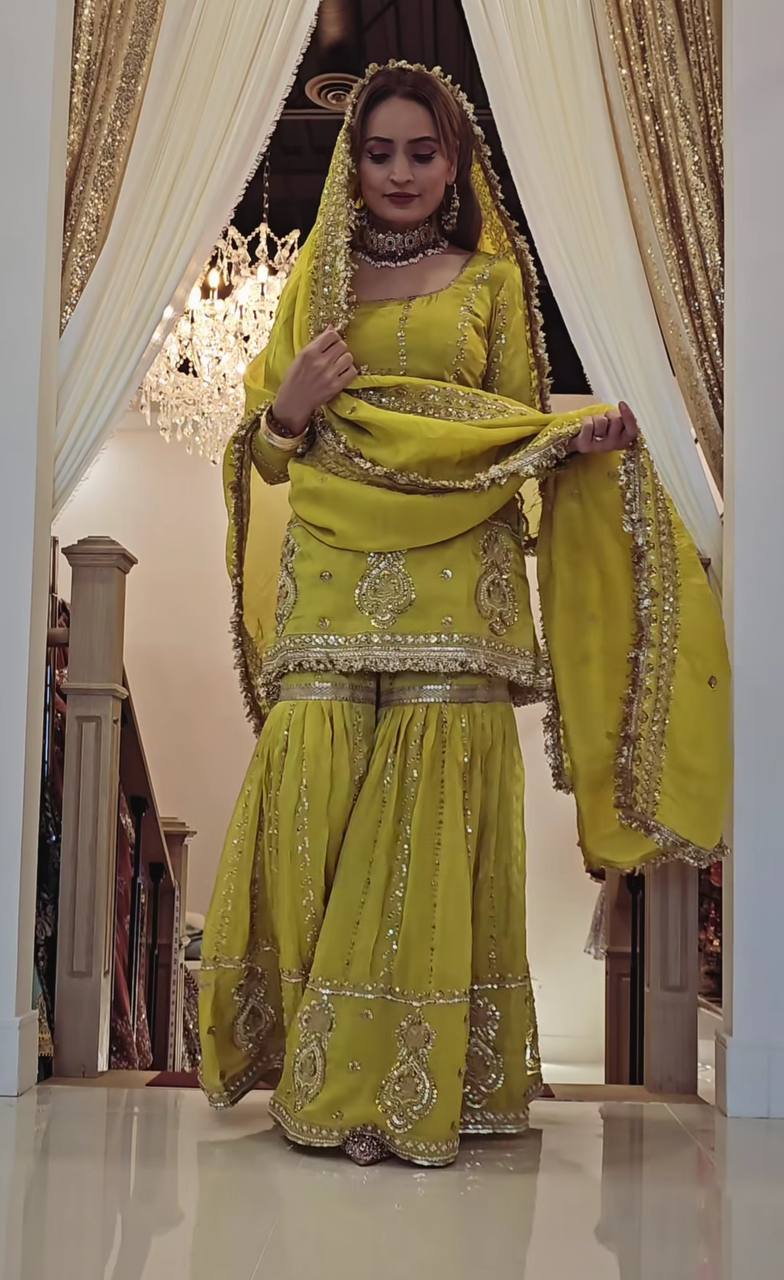 Afsana Powder Blue Bridal Sharara Set