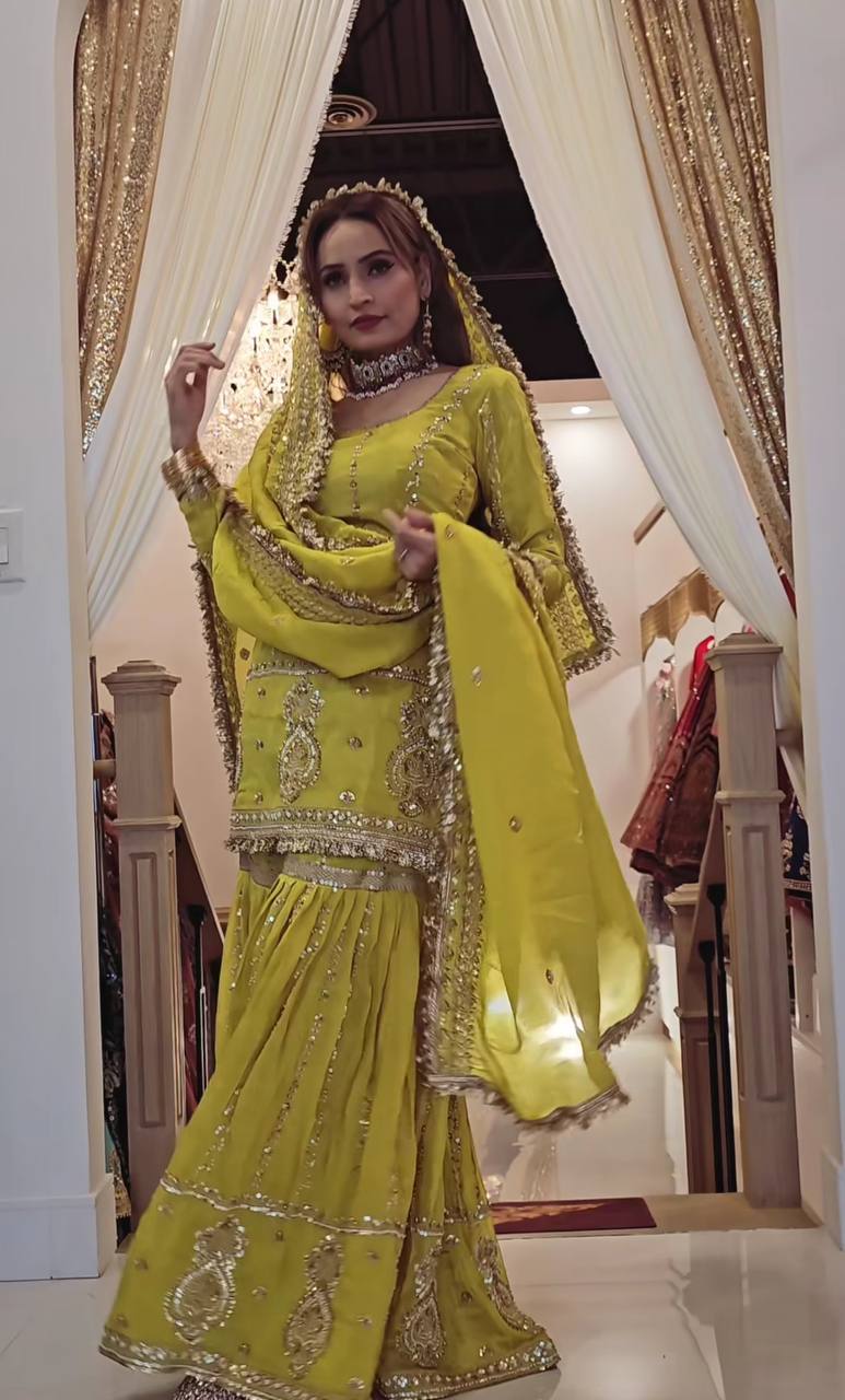 Afsana Powder Blue Bridal Sharara Set
