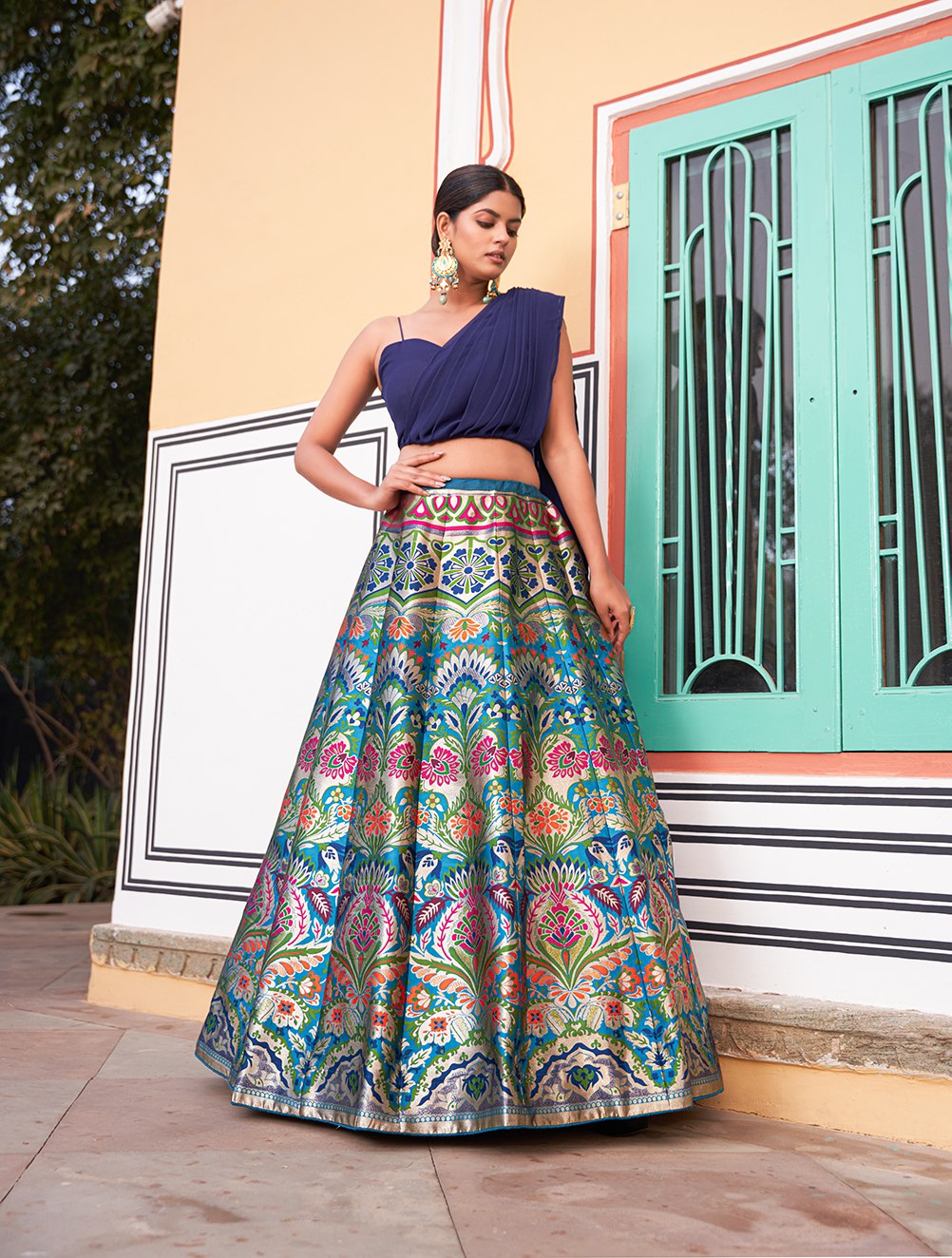 Navrang Mayuri The Royal Blue Traditional Banarasi Leheng