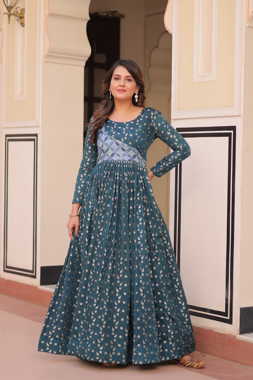 Avni Designer Partyware Staple Jequard Weaving work Gown