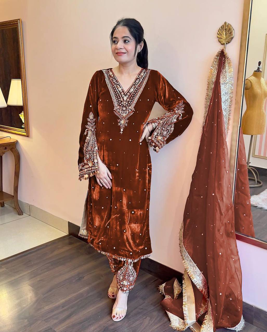 Crown of Velvet Elegance Suit Set