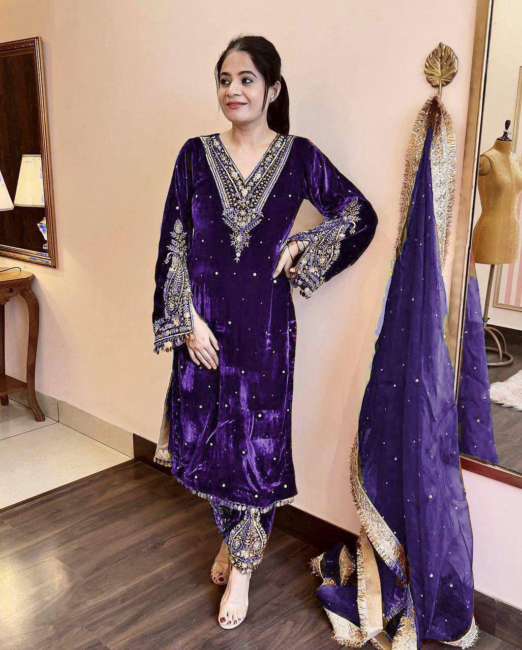 Crown of Velvet Elegance Suit Set
