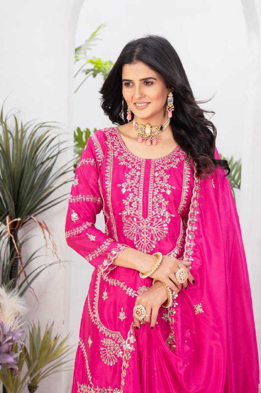 Majestic Radiance Pink & Purple Designer Glamorous Flare Plazzo Set