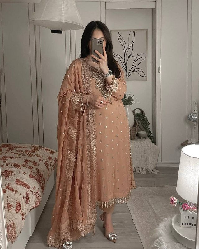 Royale Pastel Reverie Heavily Embroidered in Soft Hues & Handcrafted Suit