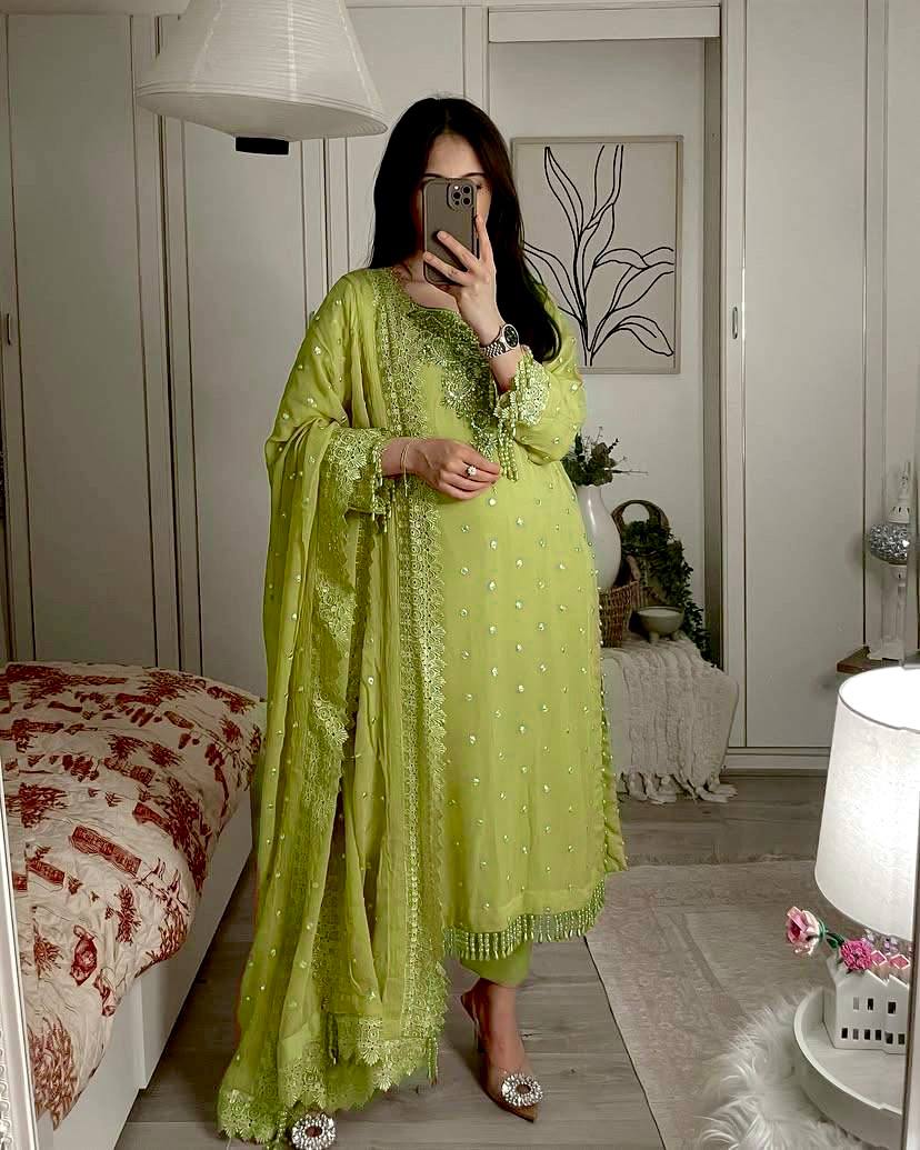 Royale Pastel Reverie Heavily Embroidered in Soft Hues & Handcrafted Suit
