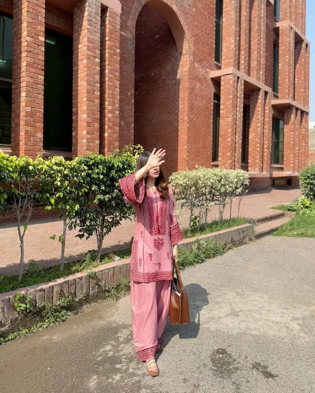 Pink Parinda New Designer Heavy Cotton Salwar Suit