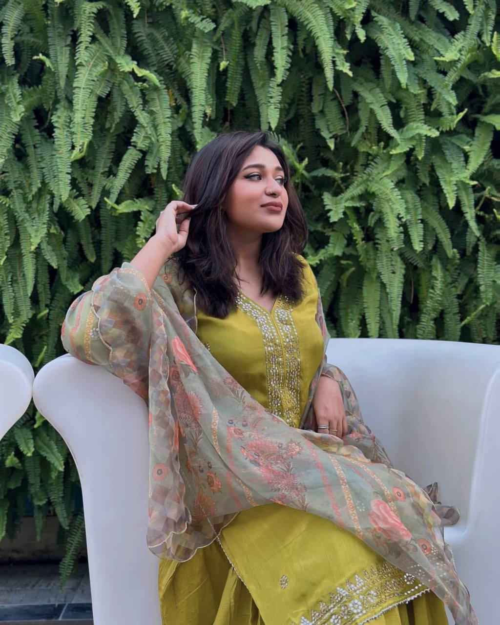 Sitara Olive Gold Handcrafted Festive Flair Sharara Set