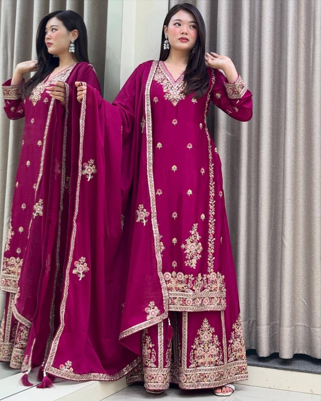 Festive Heirlooms Modern Muse Handcrafted Embroidered Sharara Suit Set