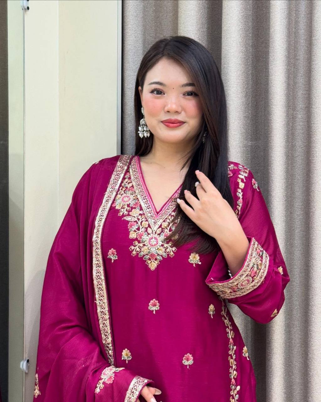 Festive Heirlooms Modern Muse Handcrafted Embroidered Sharara Suit Set
