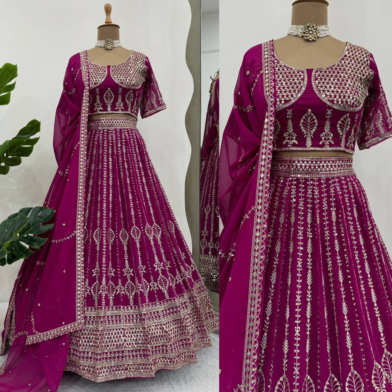 Divya Foux Gorgette Lehengha Choli