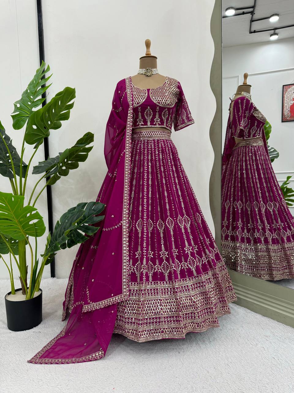 Divya Foux Gorgette Lehengha Choli