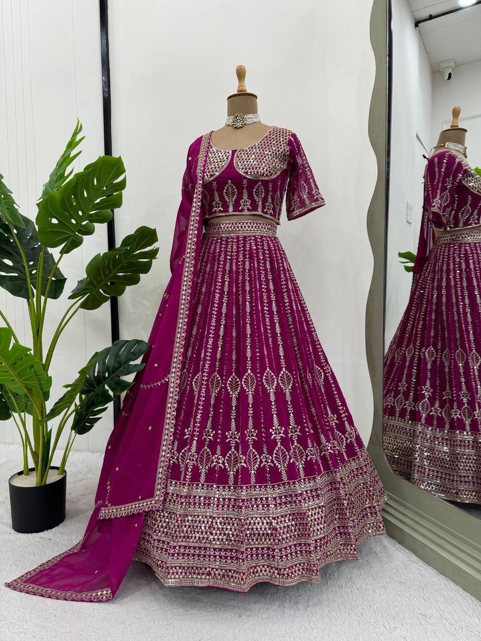 Divya Foux Gorgette Lehengha Choli