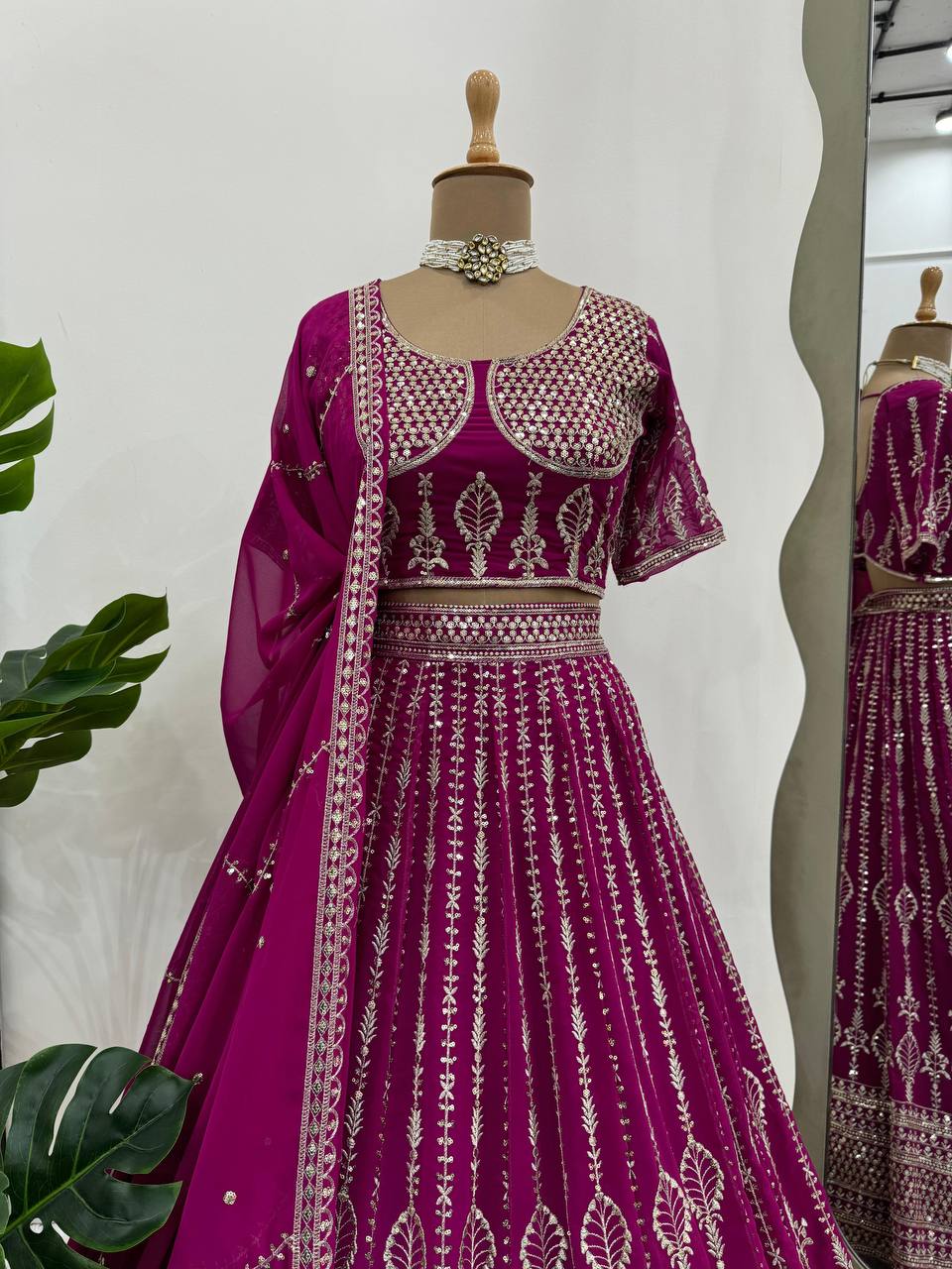 Divya Foux Gorgette Lehengha Choli
