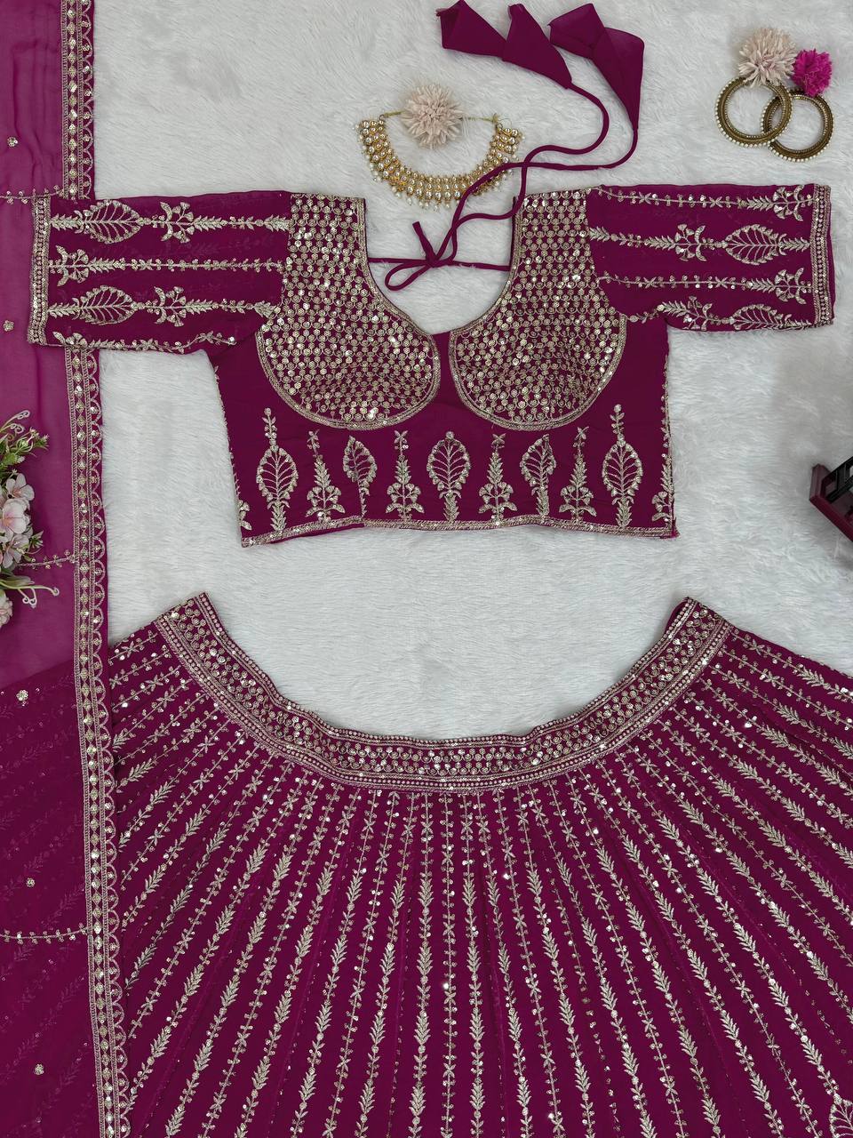 Divya Foux Gorgette Lehengha Choli