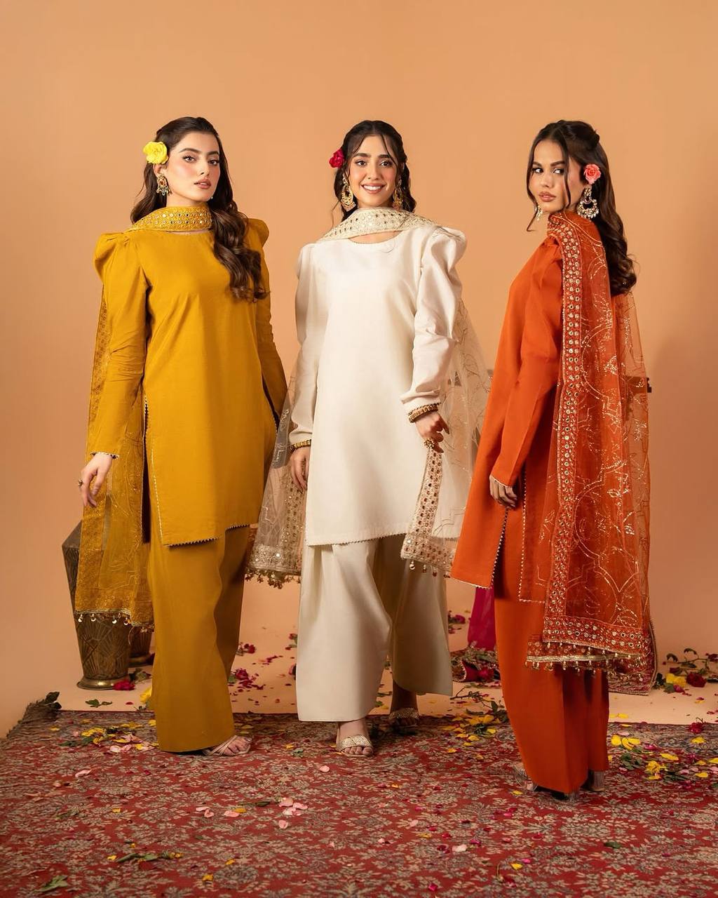 A Radiant Traditional Ensemble Festive Glamour Top With Farshi Salwar