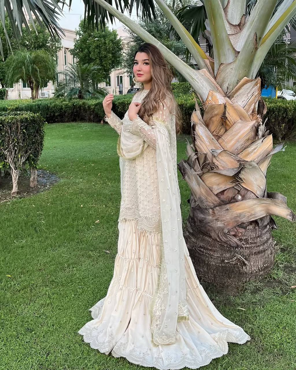 Khwab Dreamy Layered Traditional Ivory Glamour Sharara Set