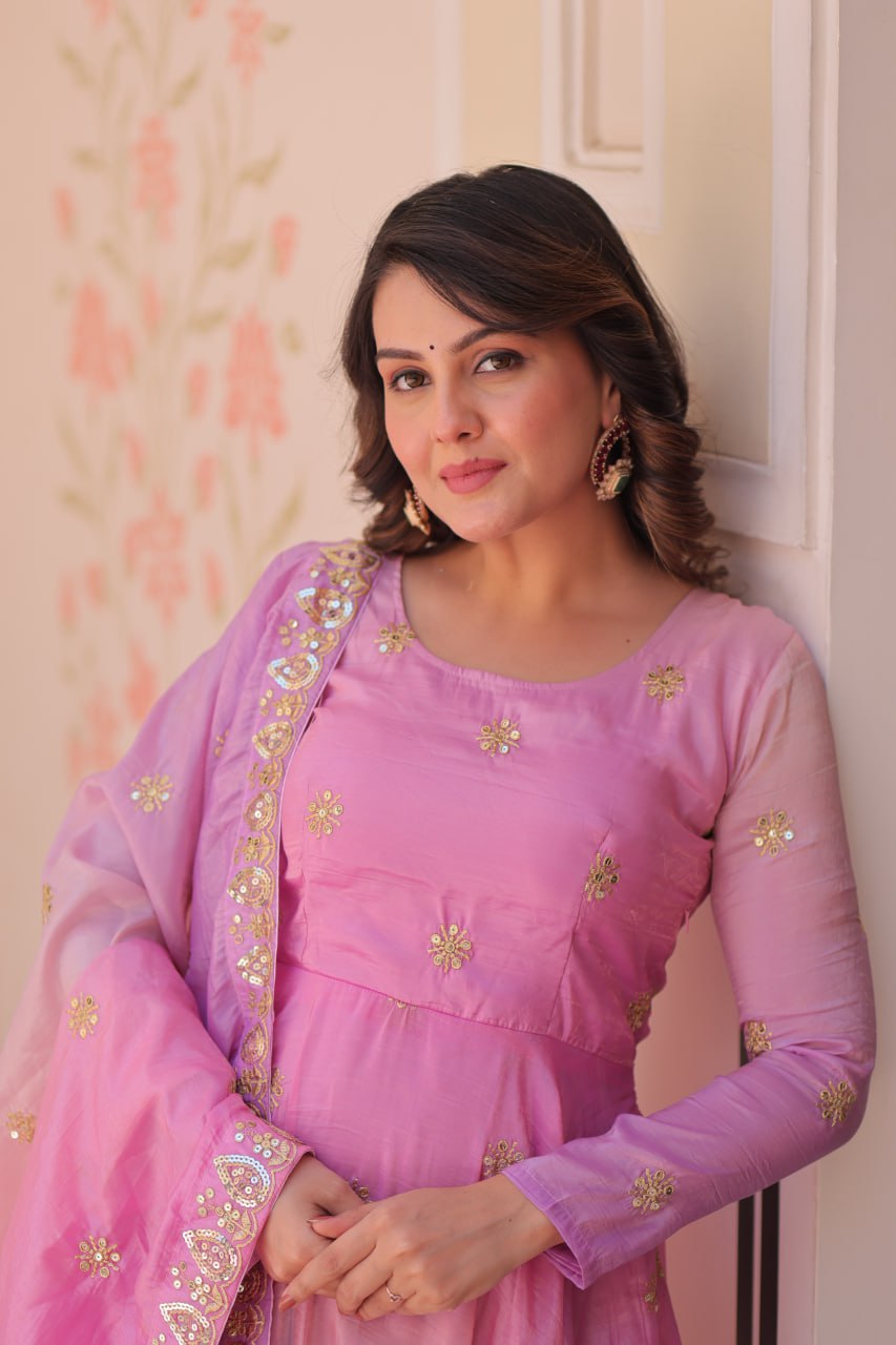 Ziya-e-Gul - Gold Organza with Sequins-Multi Embroidered Work Anarkali gown