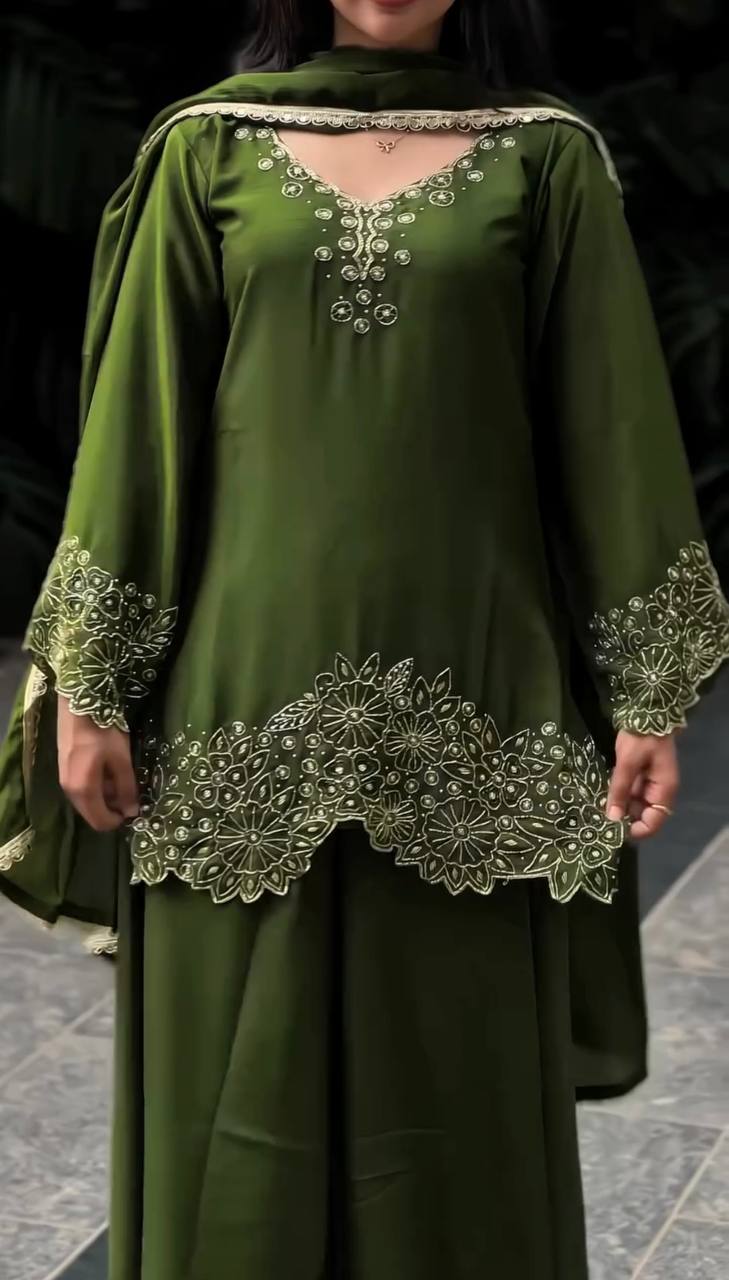 Zaitoon Florencia Designer Embroidery Beads Work Sharara