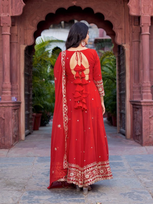 Twirl of Tradition Maroon Majesty and Mustard Glow Anarkali Gowns