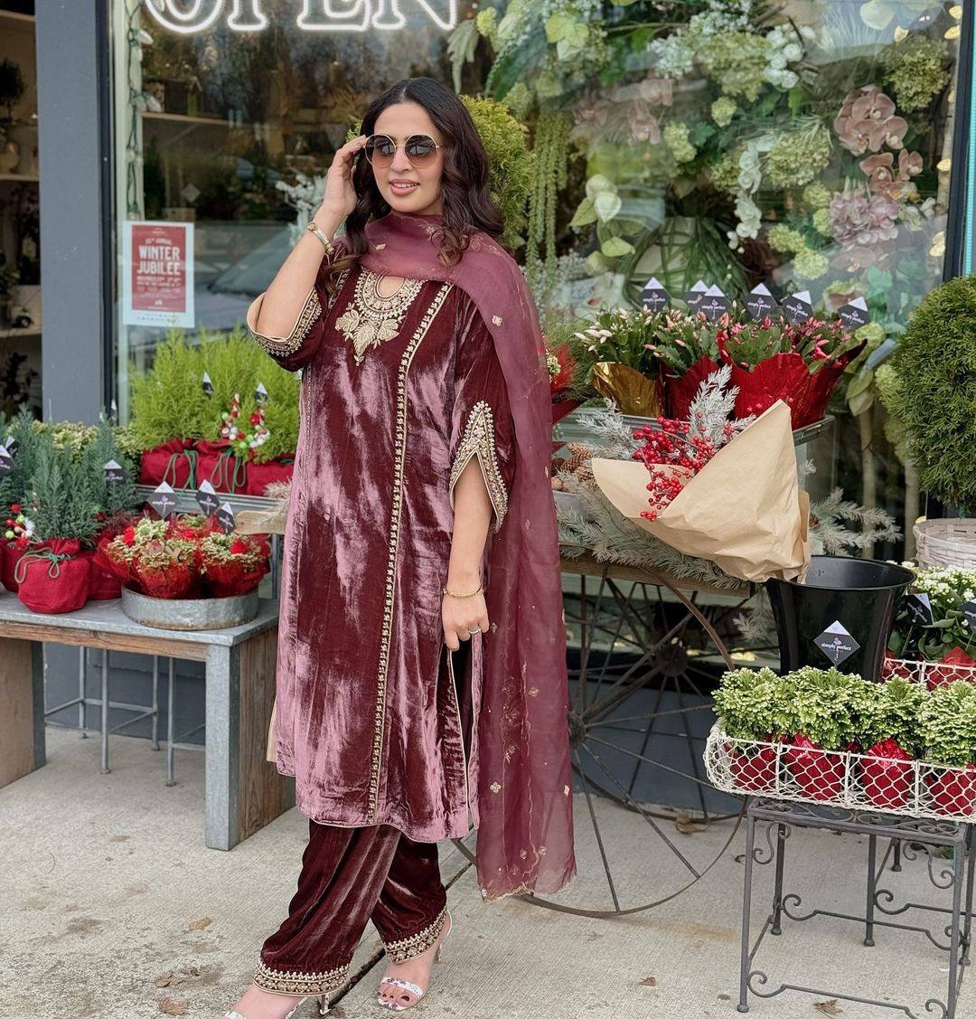Velvet Bloom Elegance Suit Set