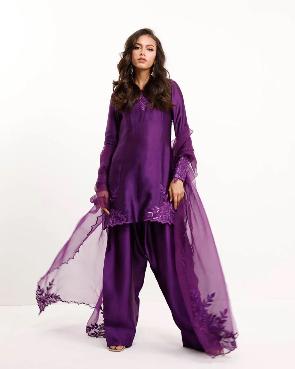 Myra Amethyst Charm Regal Purple Embroidered Suit Set