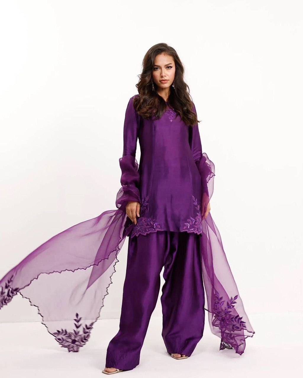 Myra Amethyst Charm Regal Purple Embroidered Suit Set