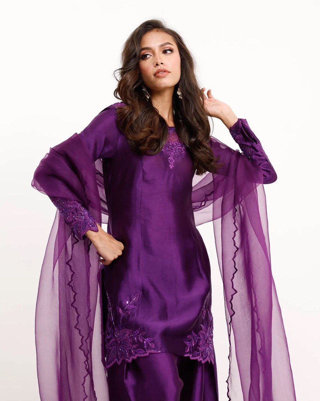 Myra Amethyst Charm Regal Purple Embroidered Suit Set