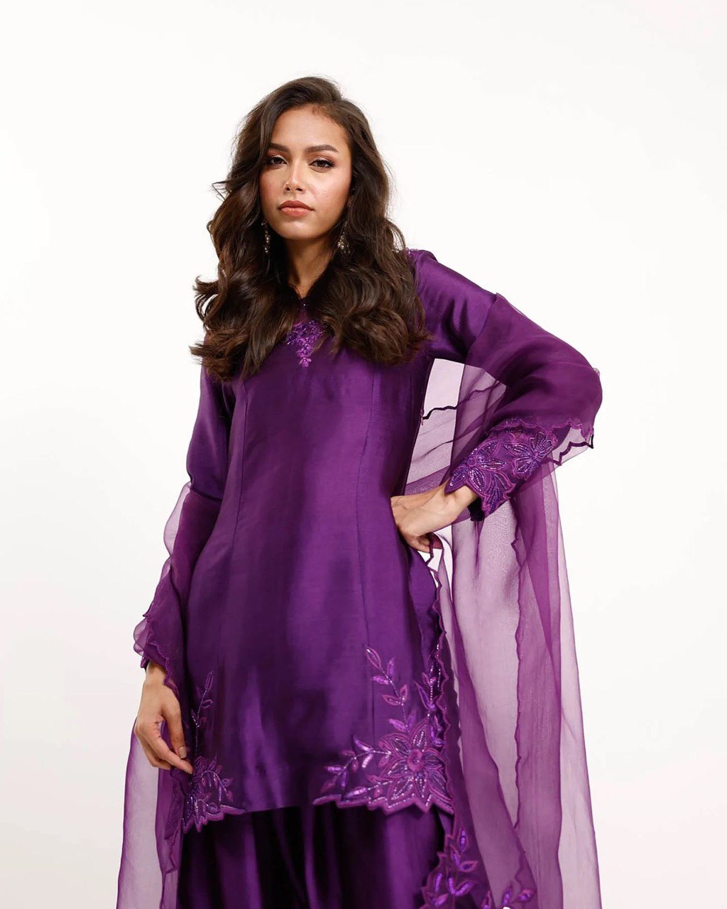 Myra Amethyst Charm Regal Purple Embroidered Suit Set
