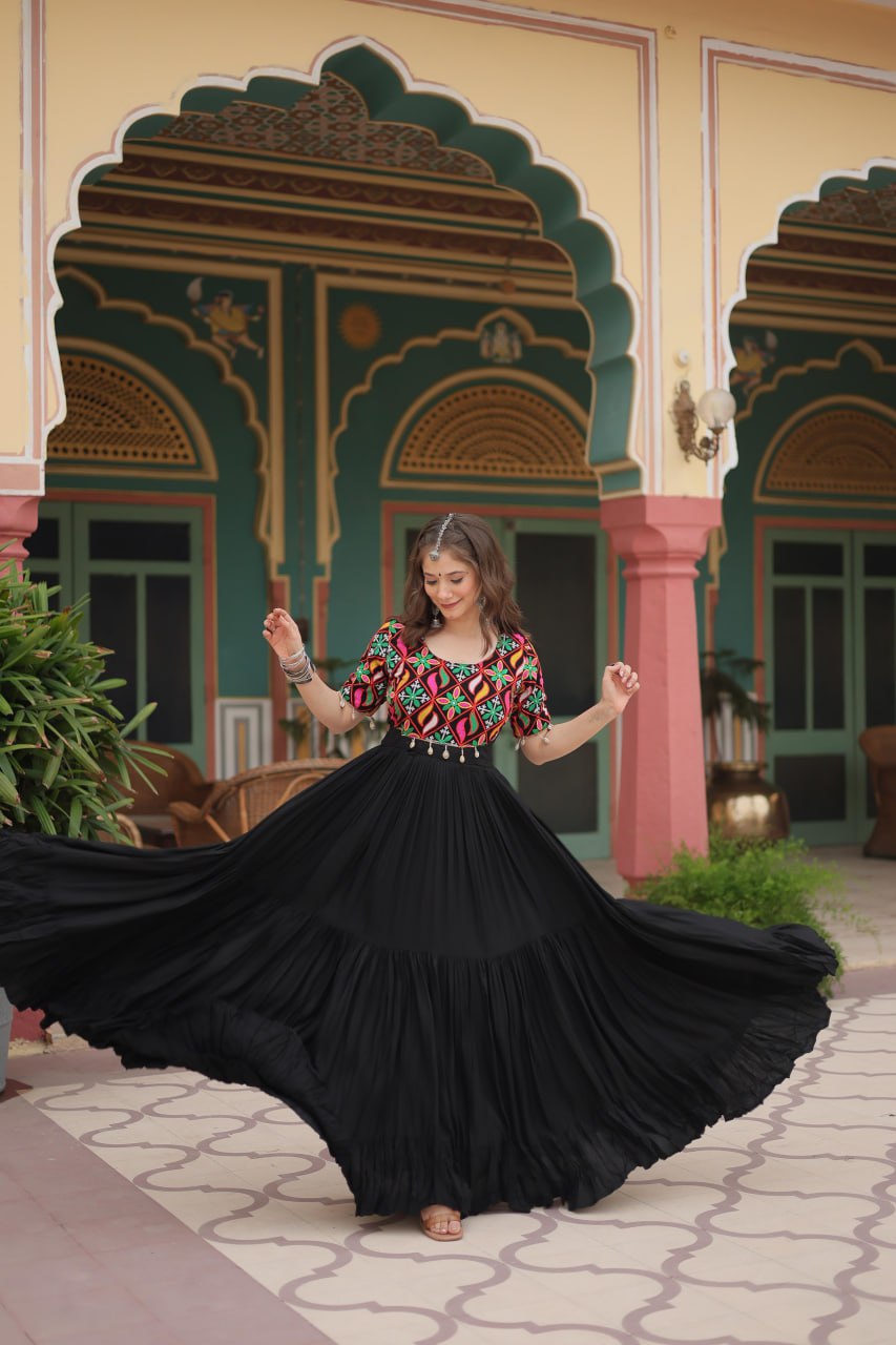Twirl with Boho Vibe Kutch Embroidery Charm Gown