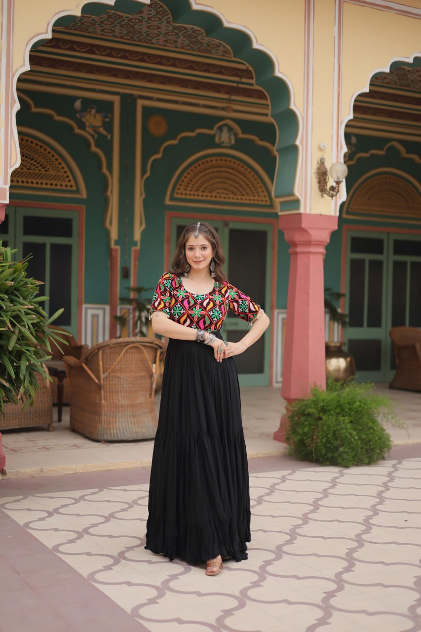 Twirl with Boho Vibe Kutch Embroidery Charm Gown
