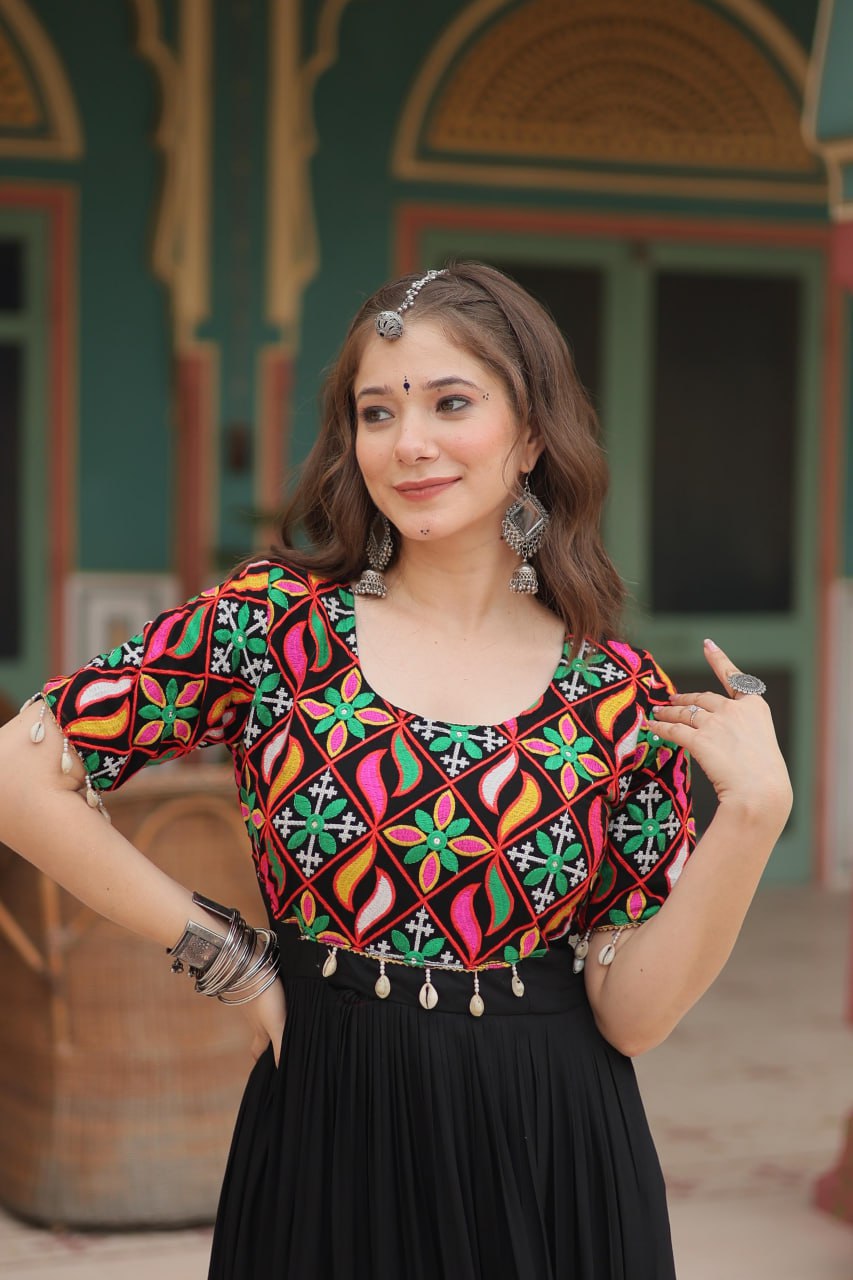 Twirl with Boho Vibe Kutch Embroidery Charm Gown