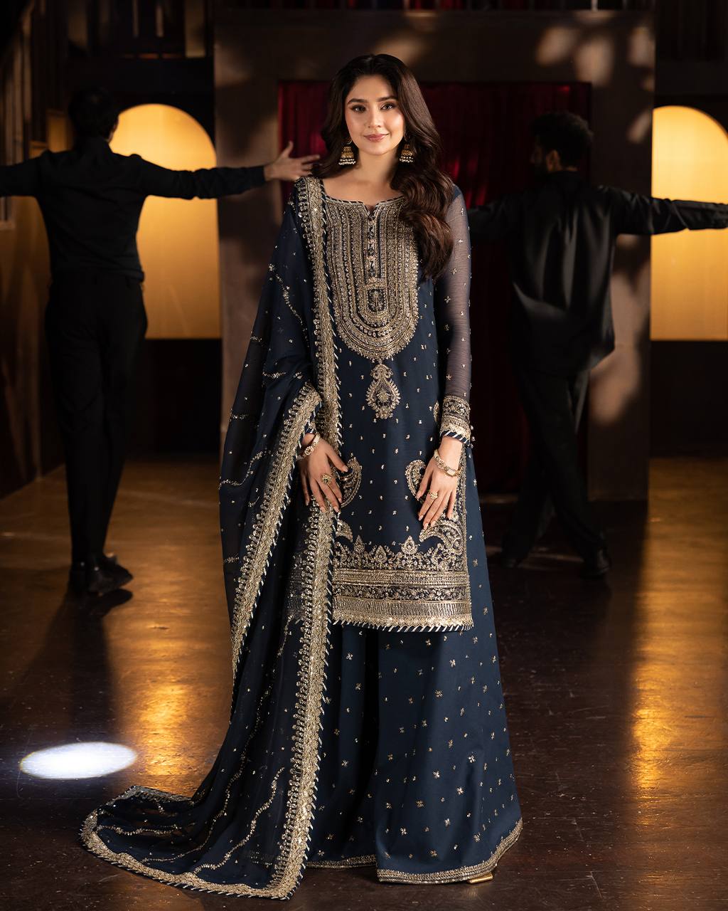 Sultana Dream Graceful Glimmer Midnight Blue Royal Sharara Set