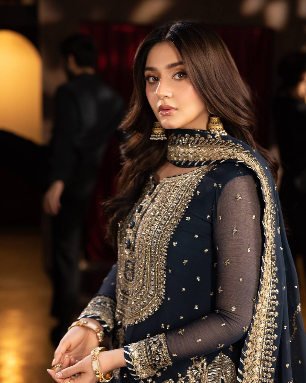 Sultana Dream Graceful Glimmer Midnight Blue Royal Sharara Set