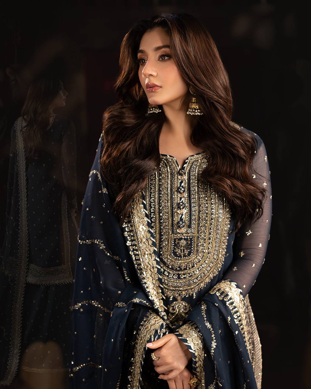 Sultana Dream Graceful Glimmer Midnight Blue Royal Sharara Set