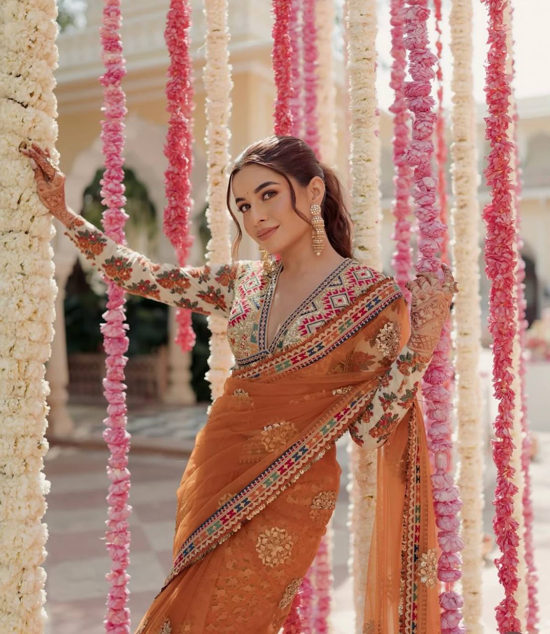 Sunset Royal Roots Traditional Charm Embroidered Saree