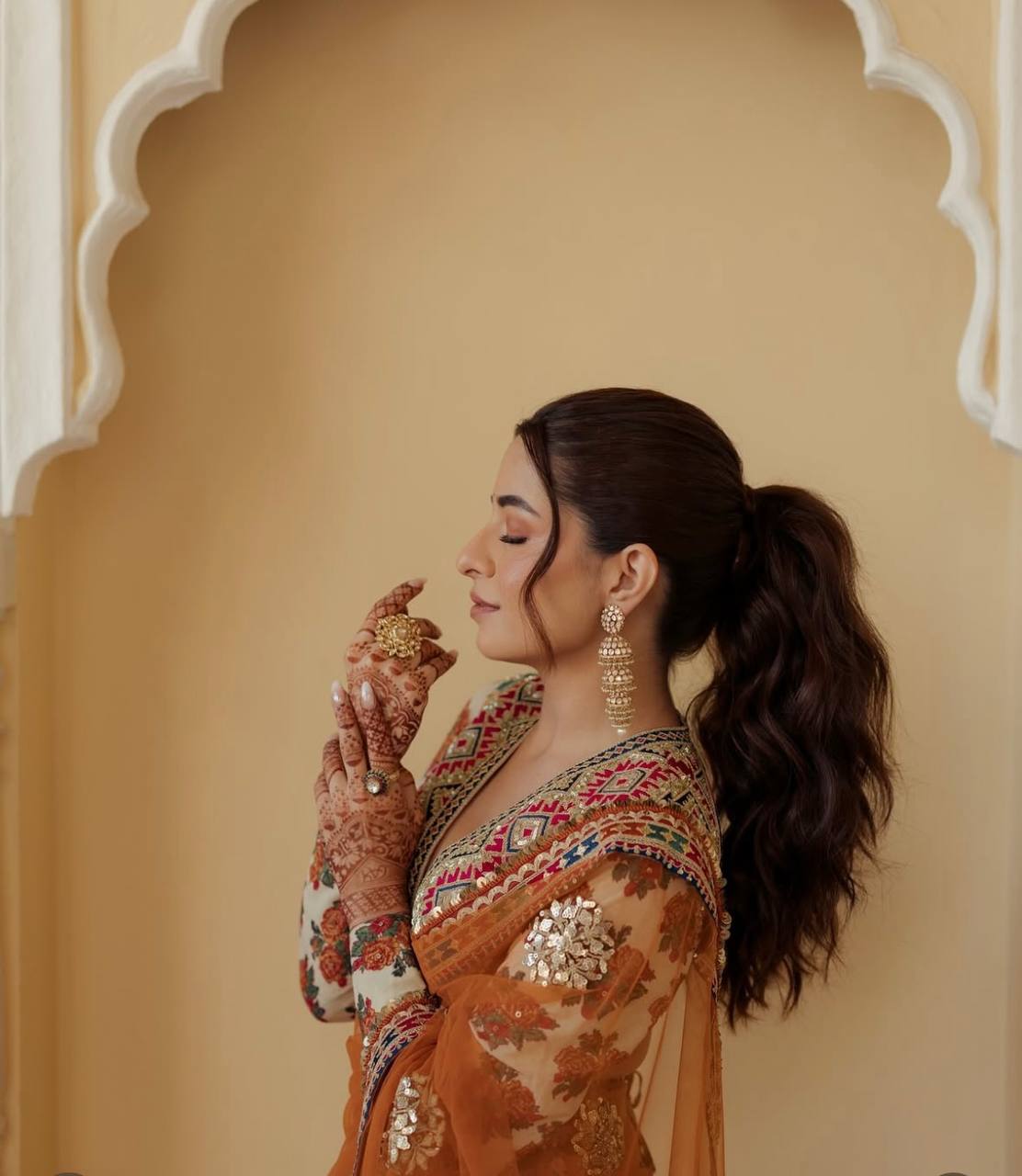 Sunset Royal Roots Traditional Charm Embroidered Saree