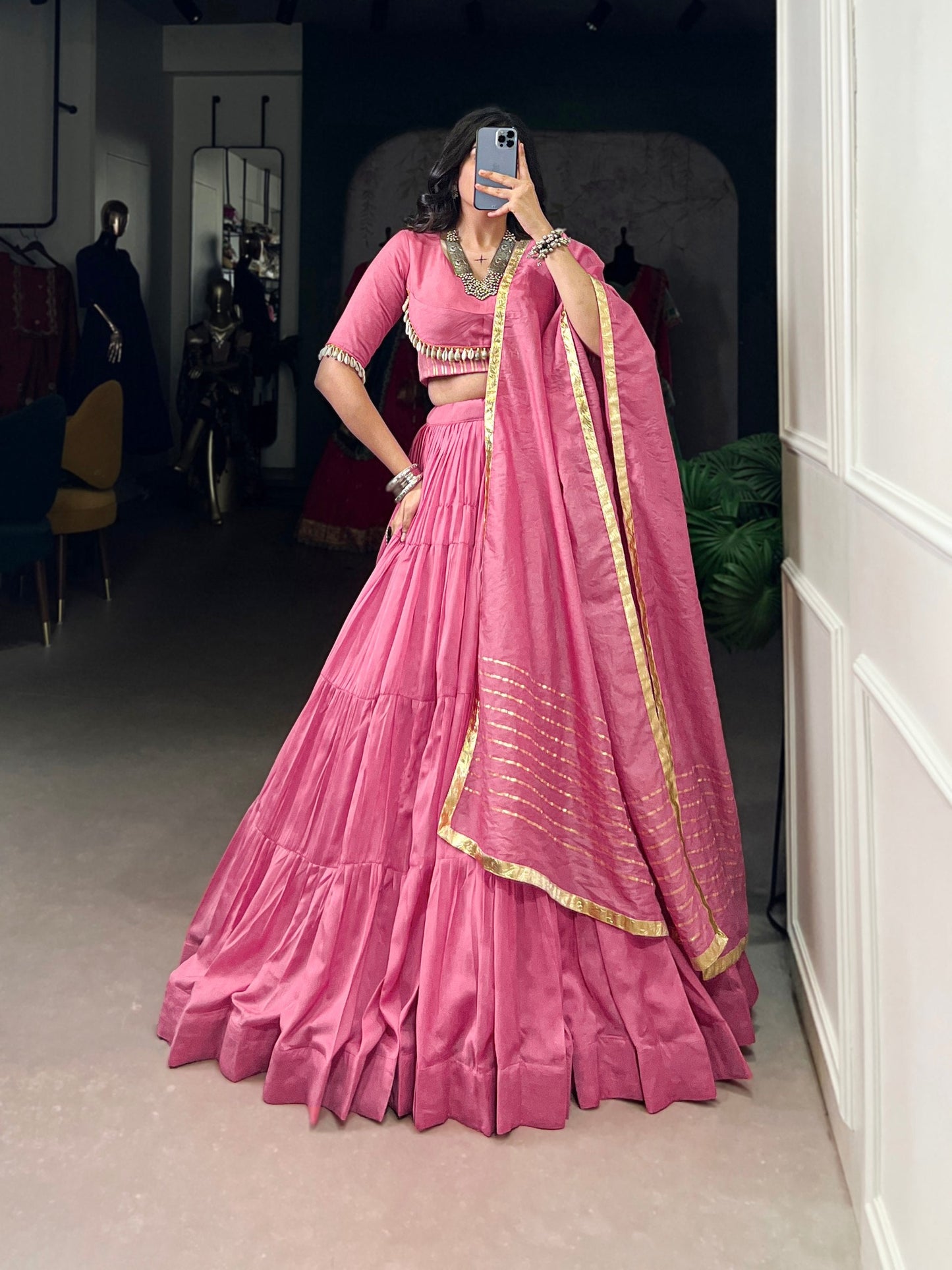 Pretty in Pink whispers culture Pure Chanderi Lehenga Choli