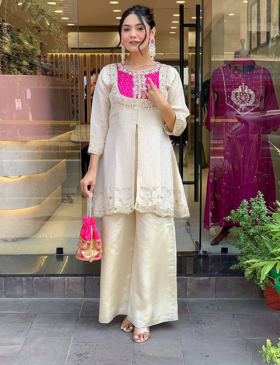 Classic Calm Festive Straight Cut Kurti with Palazzo Set