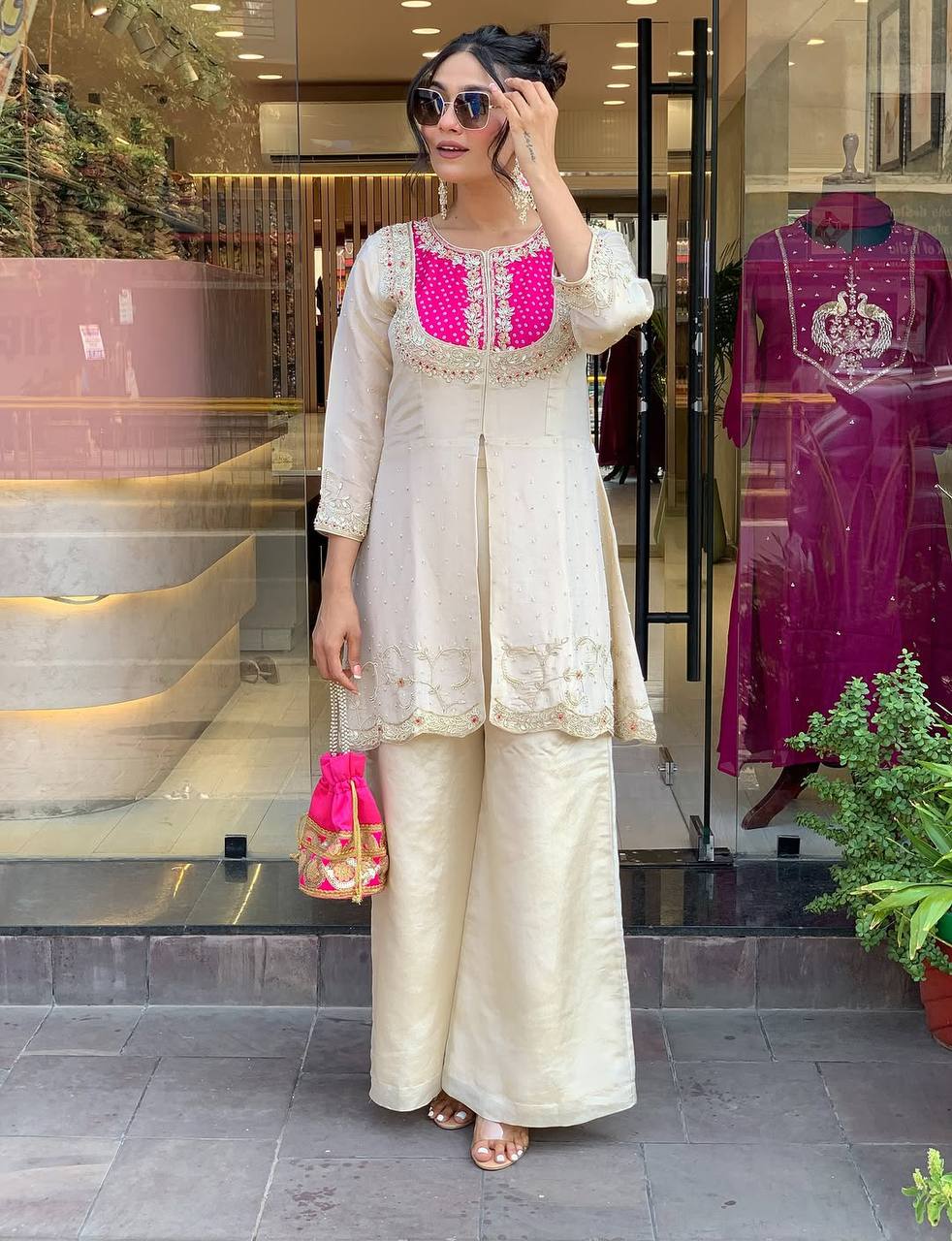 Classic Calm Festive Straight Cut Kurti with Palazzo Set