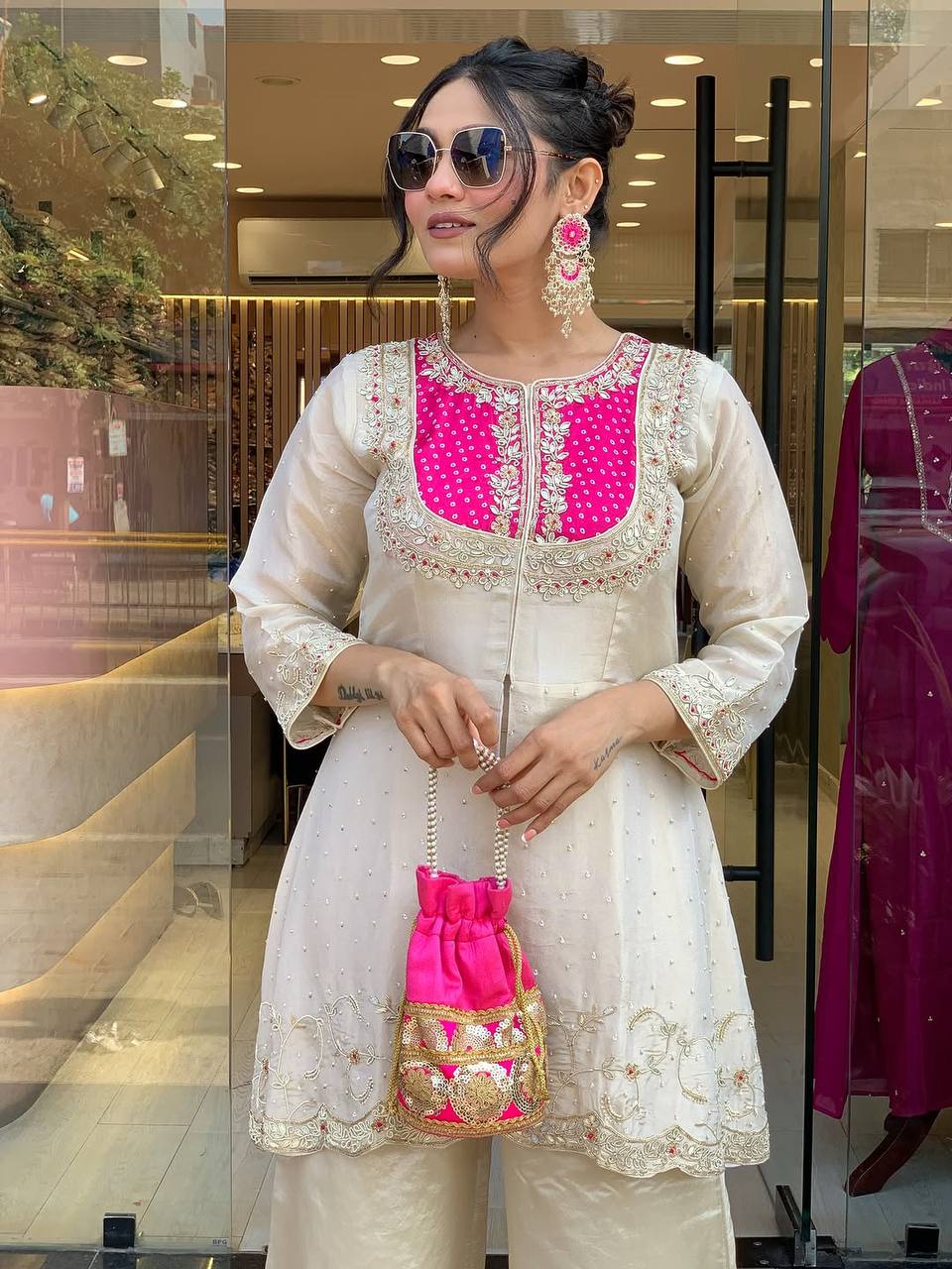 Classic Calm Festive Straight Cut Kurti with Palazzo Set