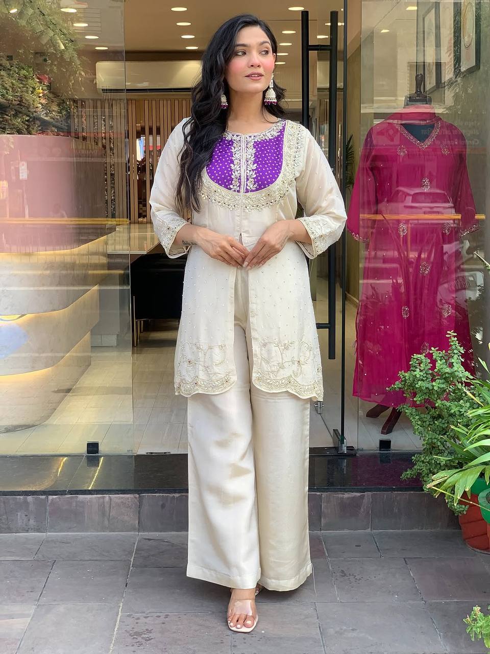 Classic Calm Festive Straight Cut Kurti with Palazzo Set