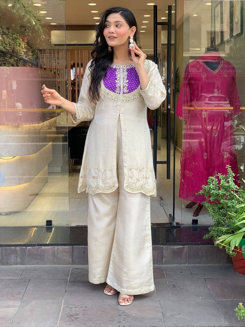 Classic Calm Festive Straight Cut Kurti with Palazzo Set