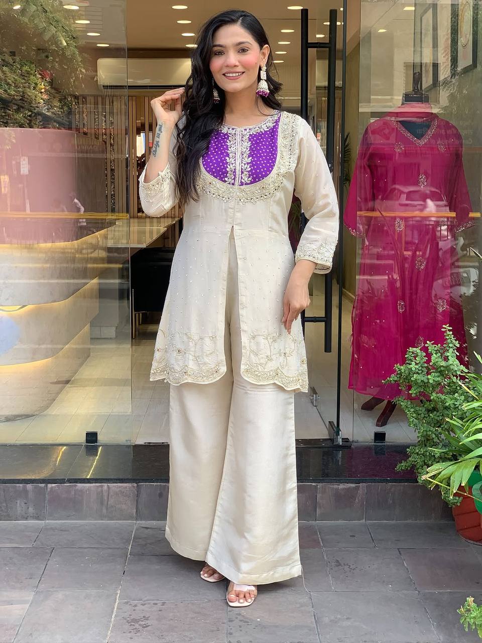 Classic Calm Festive Straight Cut Kurti with Palazzo Set