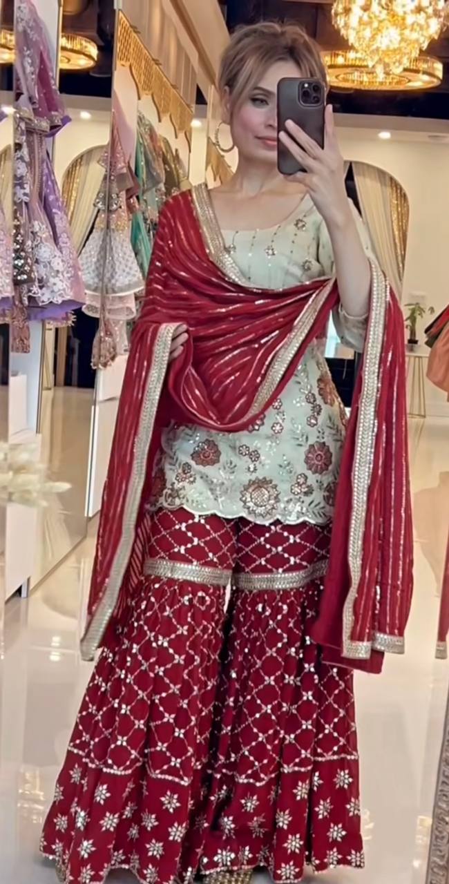 Kashish A Glamorous chinnon Silk Sharara Set