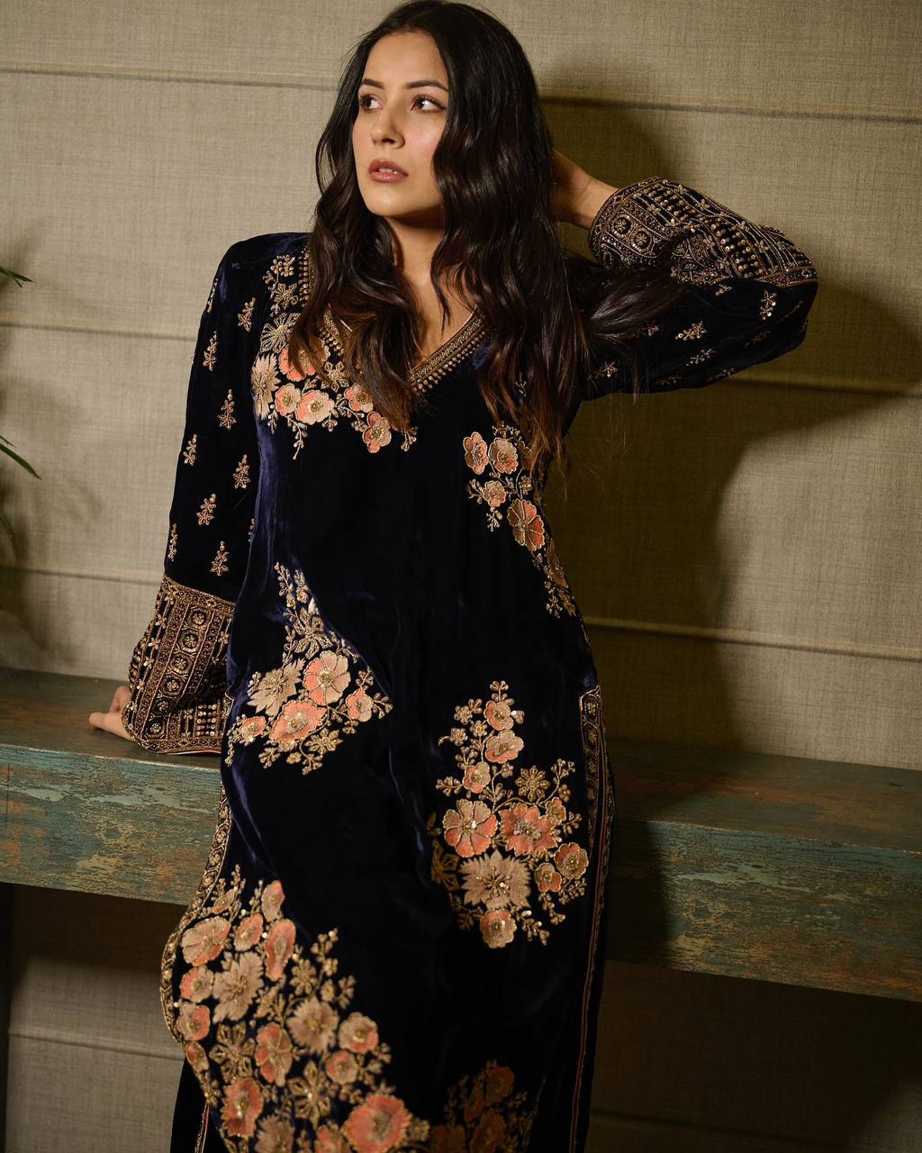 Midnight Bloom Velvet Suit Set