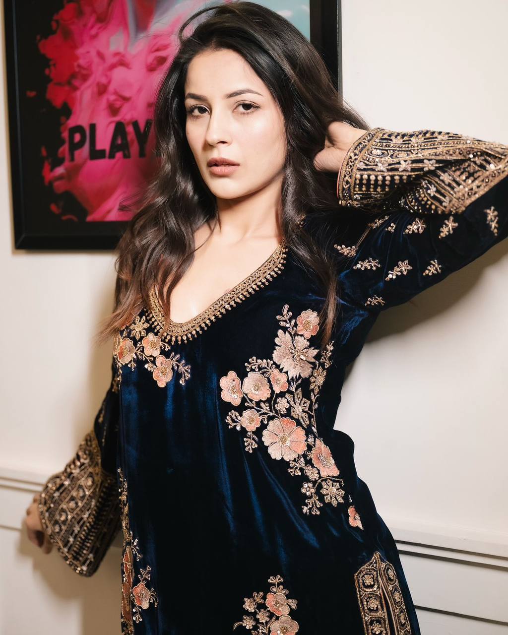 Midnight Bloom Velvet Suit Set