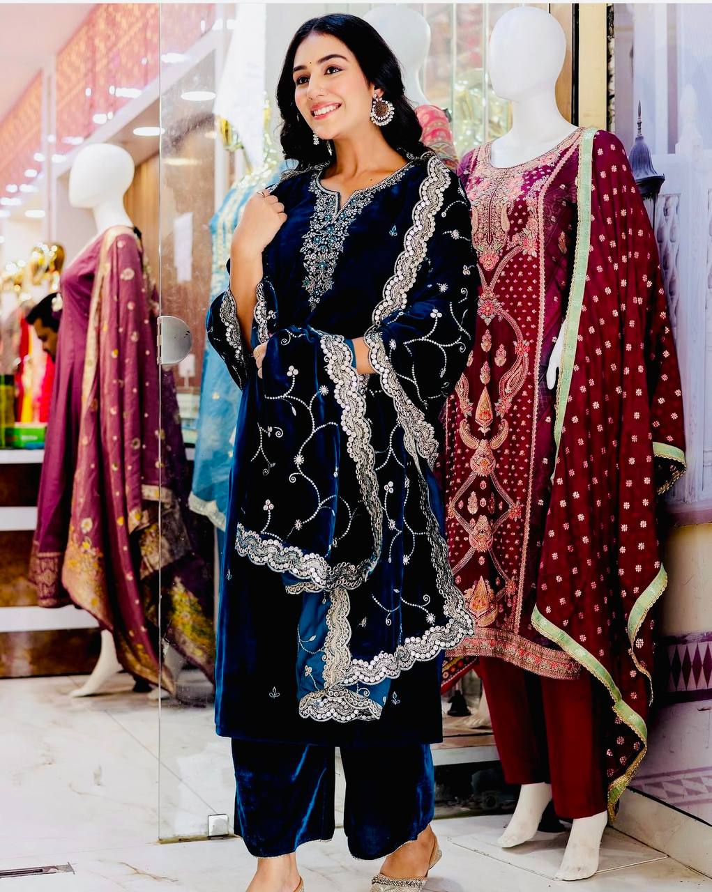 Opulent Allure The Timeless Crimson Velvet Ensemble Velvet Suit Set
