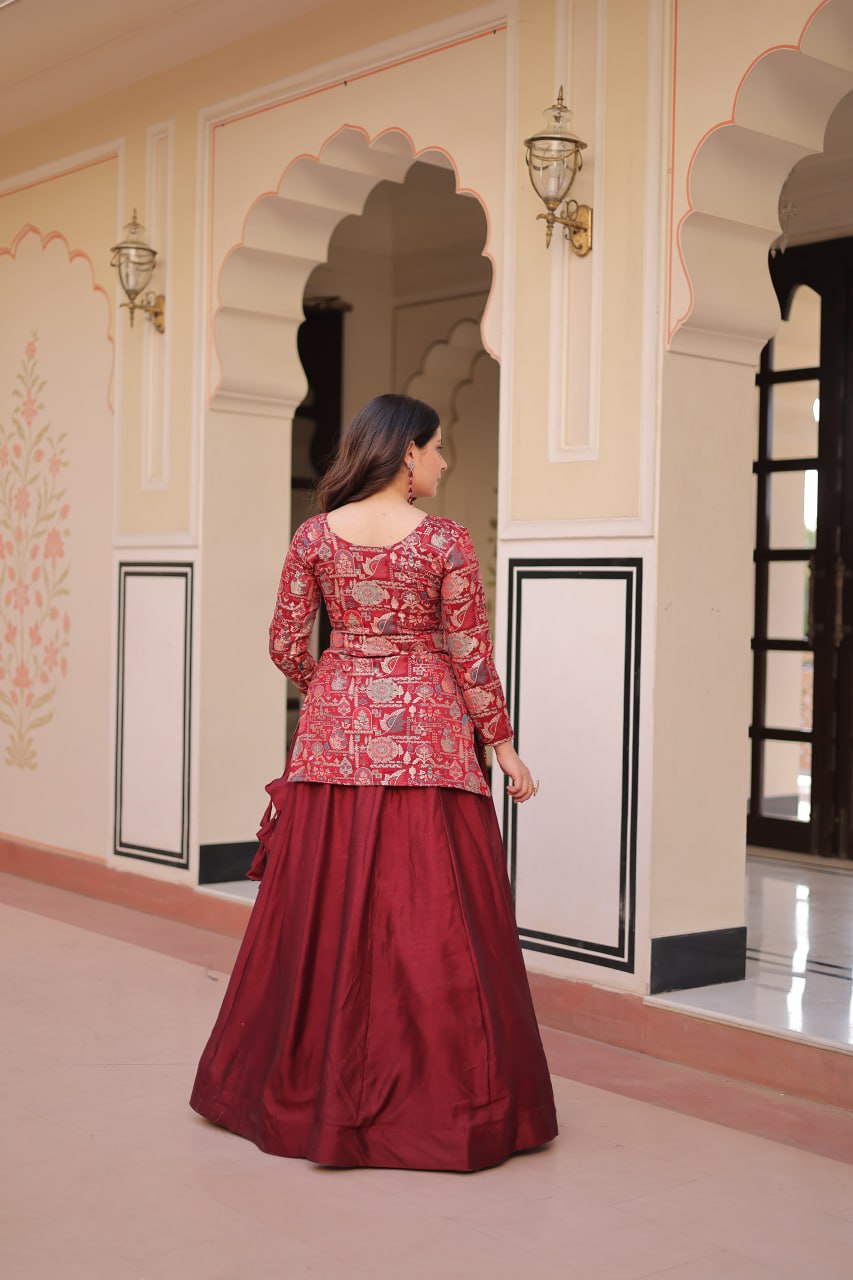 Vistara Elegance Indo Western Jacket Lehenga Set